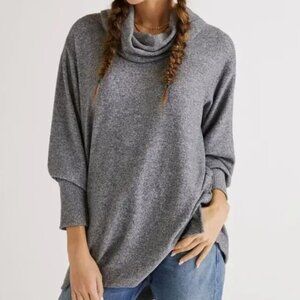 Anthropologie Maeve Heather Gray Knit Cowl Neck Top size small